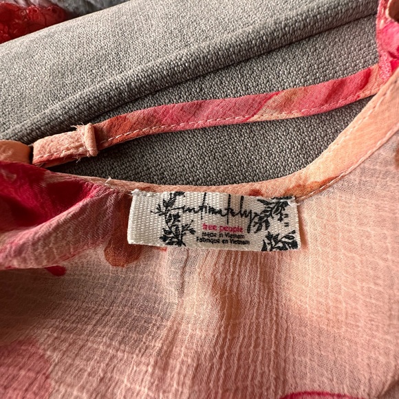 Free People Peach Floral Handkerchief Hem Slip Dress – Size XS - Picture 4 of 4